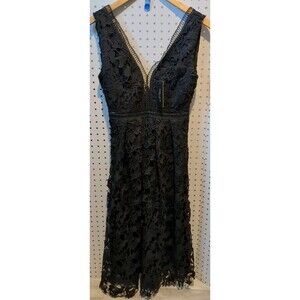 Romeo Juliet Couture Dress Medium Black Lace Sleeveless Long Goth Halloween